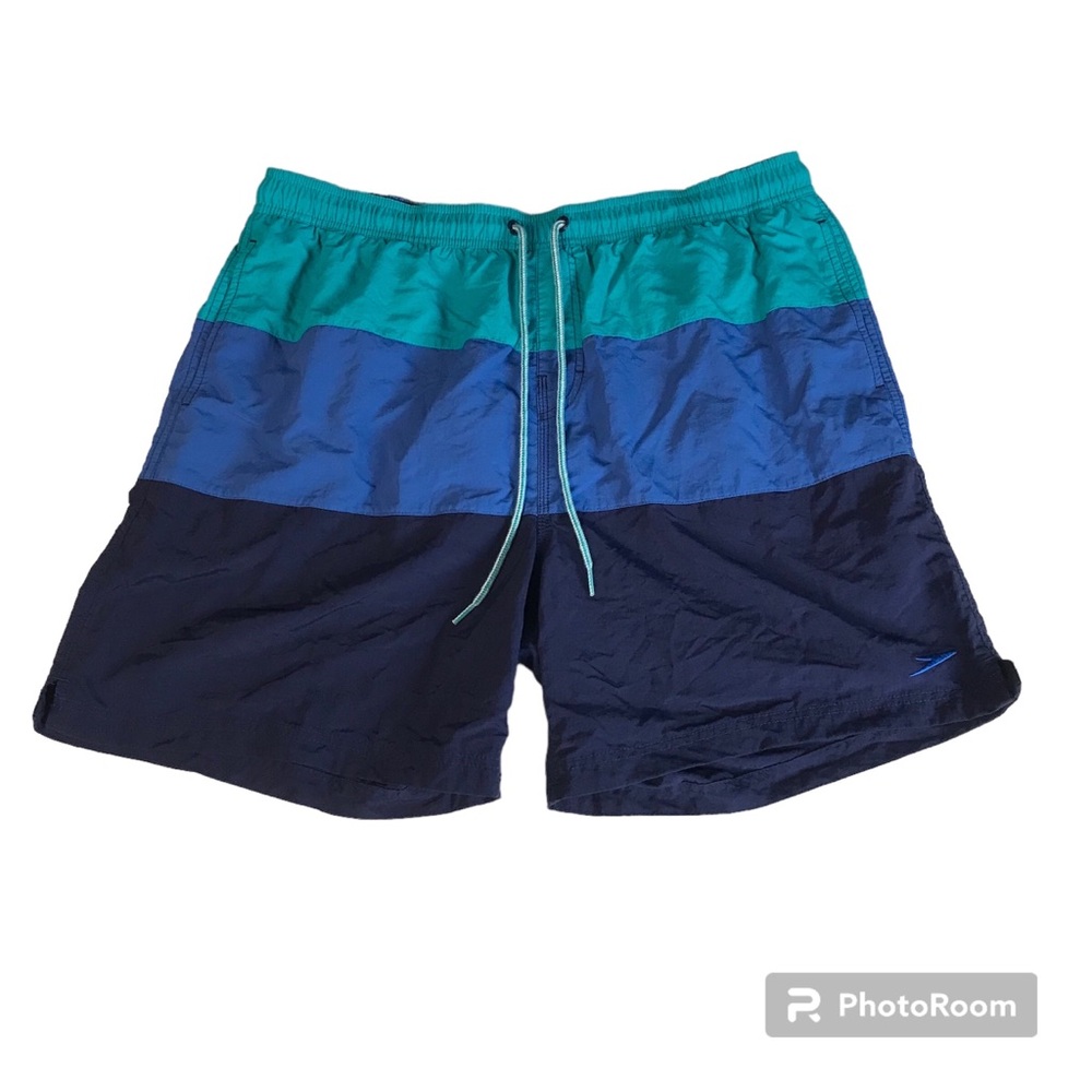Speedo Swim Short Men’s Size XL Multicolor High Rise Elastic Waist Pocket’s Side